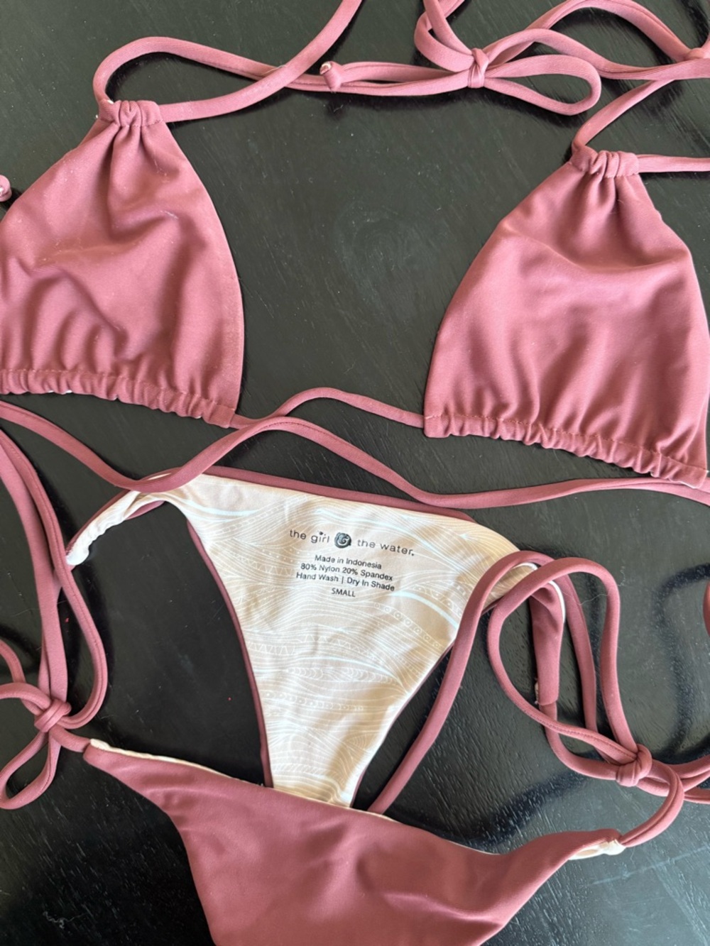 Adjustable Triangle Bikini Top in Mauve Pink